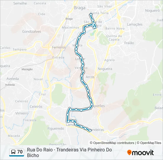 70 Bus Line Map