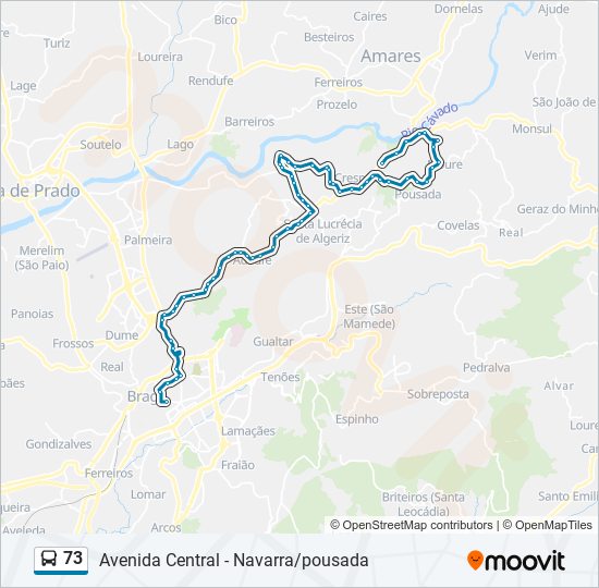 Mapa da linha do autocarro 73.