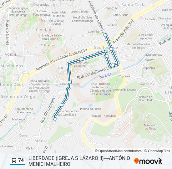 74 Percursos Horários Paragens E Mapas Liberdade Igreja S Lázaro Ii‎→antónio Menici 5903