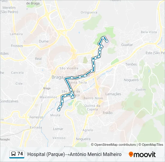 74 Bus Line Map