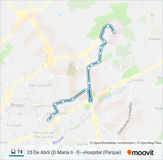 74 Bus Line Map