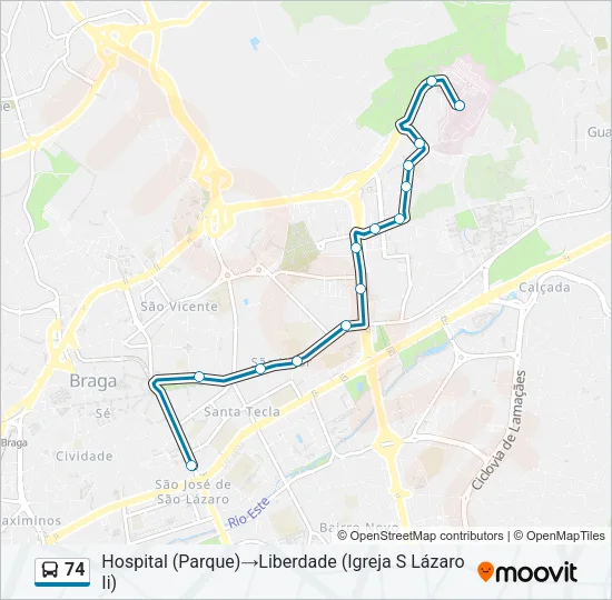 74 Bus Line Map