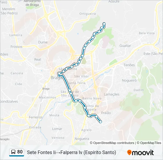 80 Bus Line Map