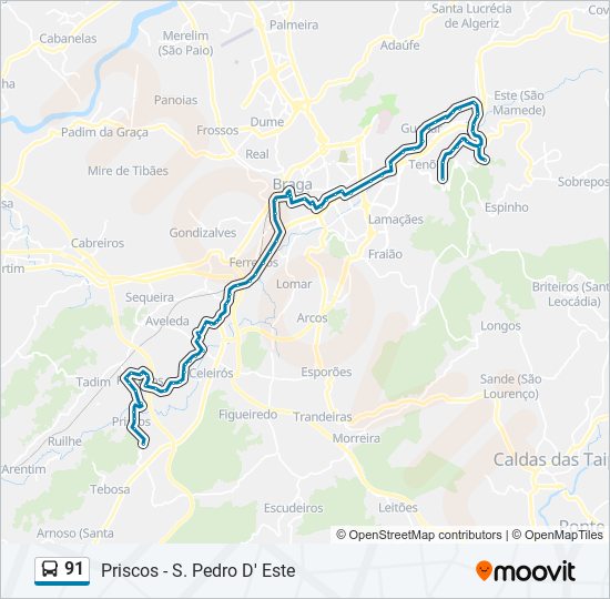 91 bus Line Map