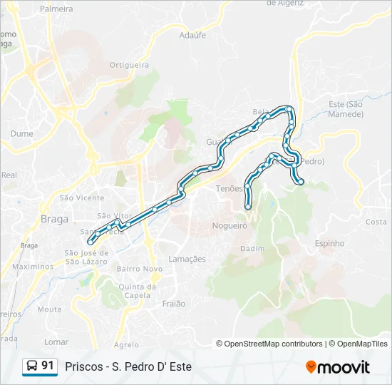 91 Bus Line Map