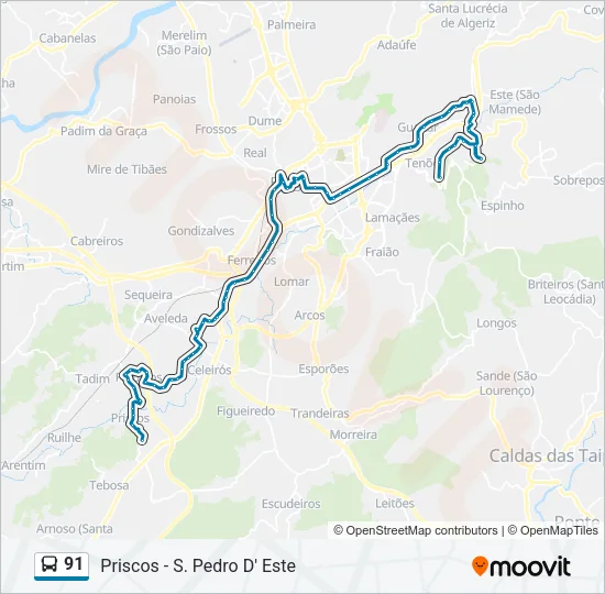 91 Bus Line Map