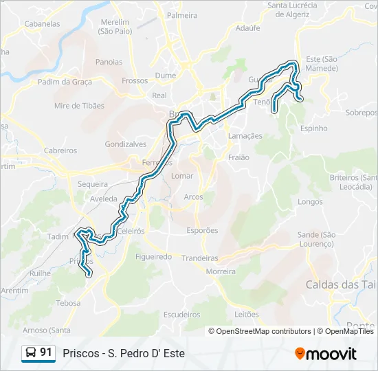 91 Bus Line Map