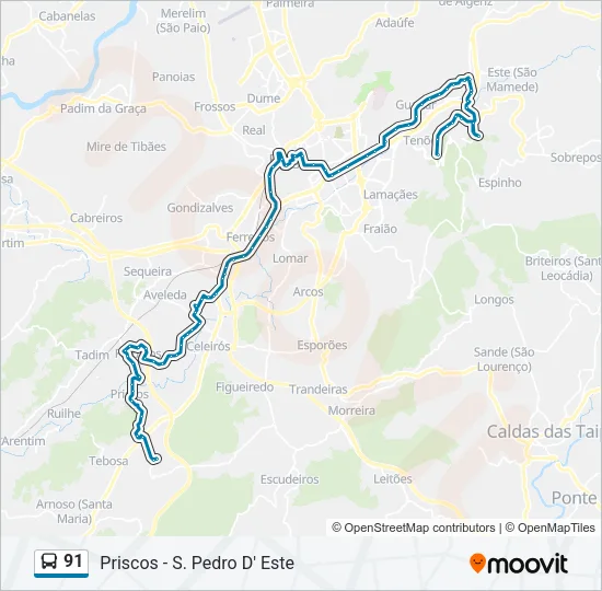 91 Bus Line Map
