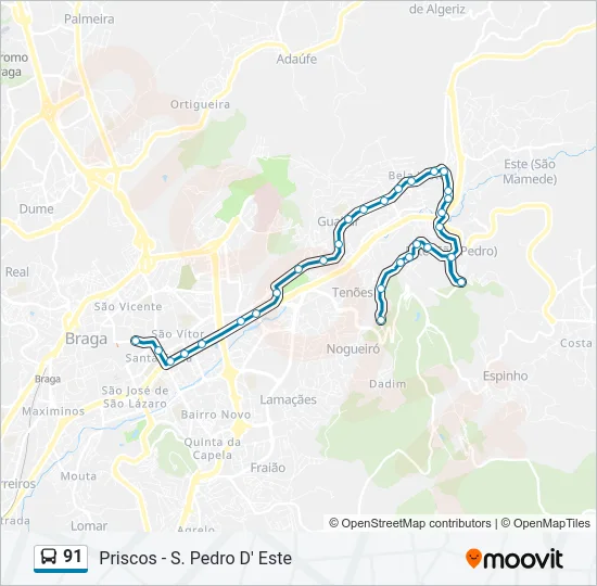 91 Bus Line Map