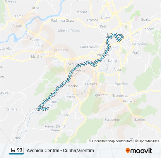 93 bus Line Map