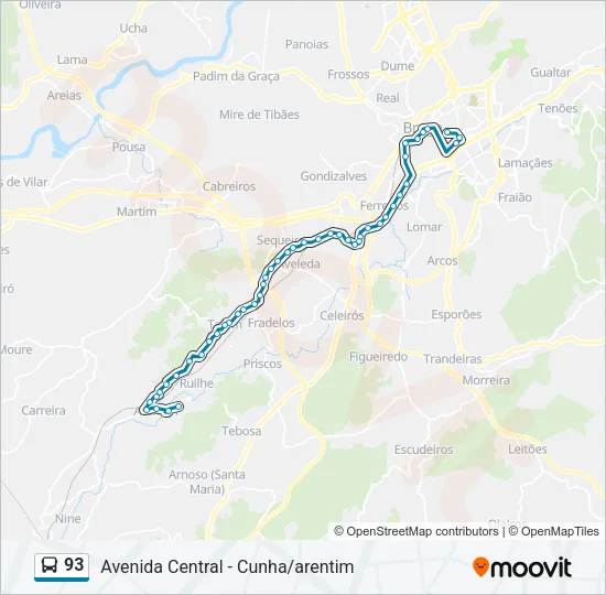 93 Bus Line Map