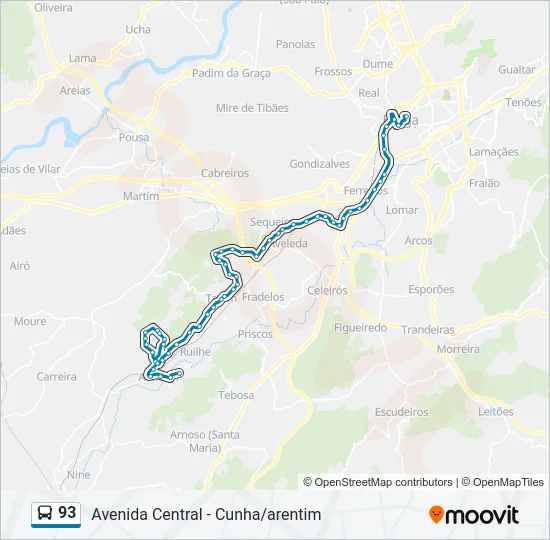 93 Bus Line Map