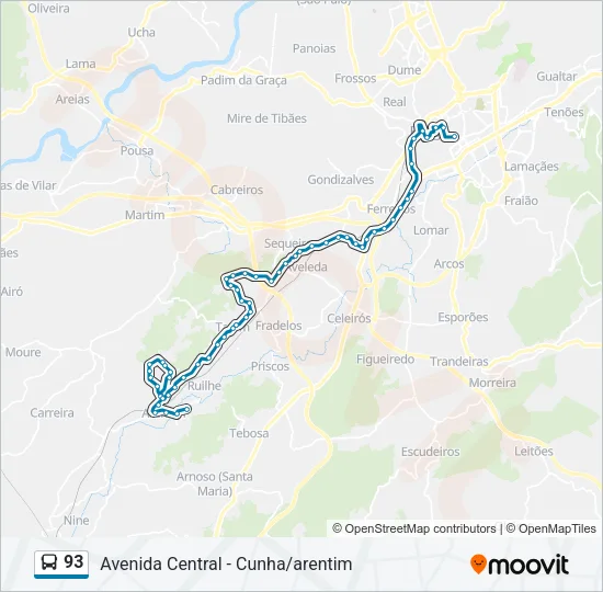 93 Bus Line Map
