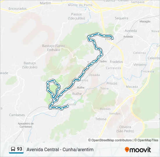 93 Bus Line Map
