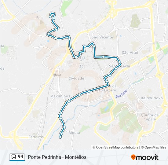 Mapa da linha do autocarro 94.