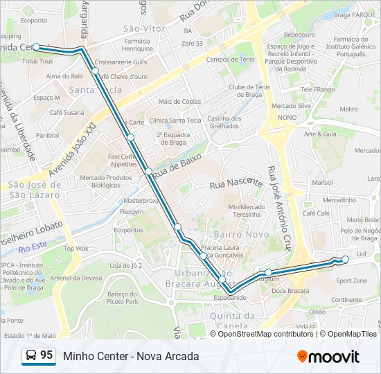 95 bus Line Map