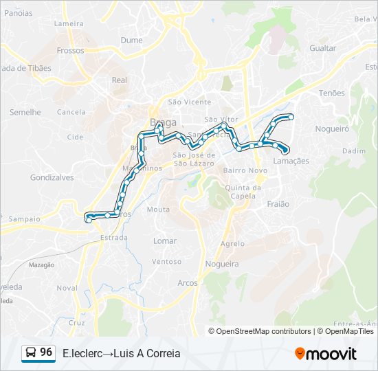 96 bus Line Map