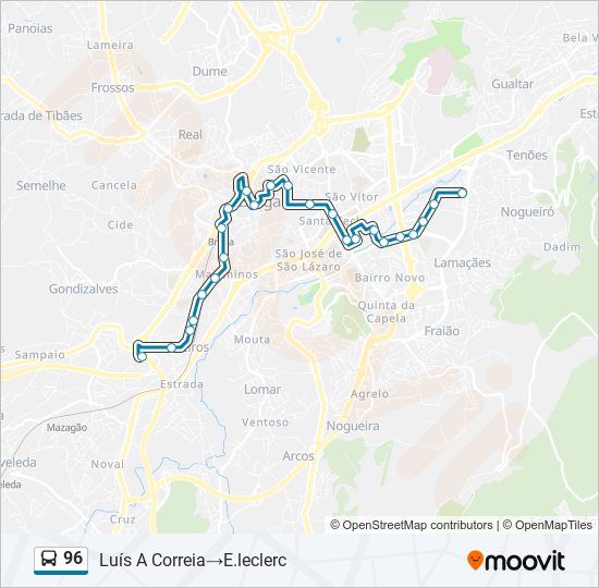 96 bus Line Map