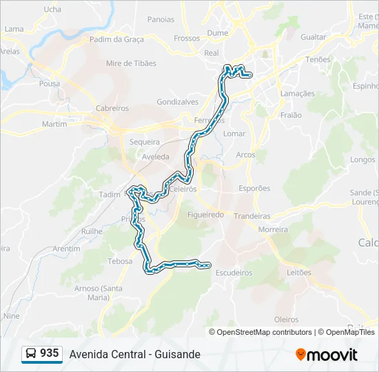 935 Bus Line Map