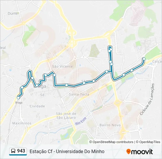 943 Bus Line Map