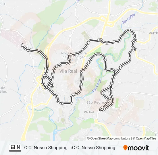 N Bus Line Map
