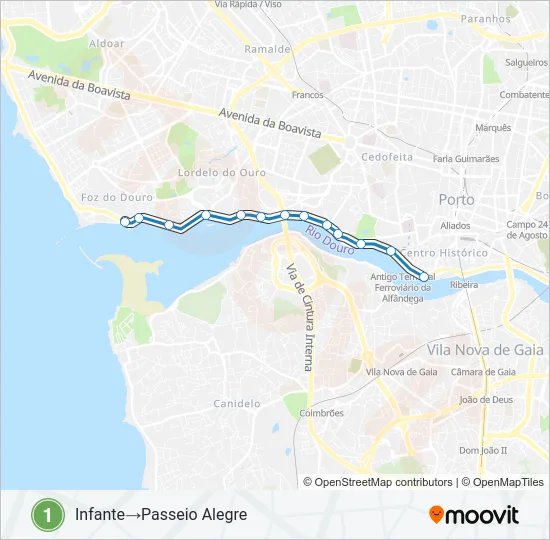 1 Light Rail Line Map