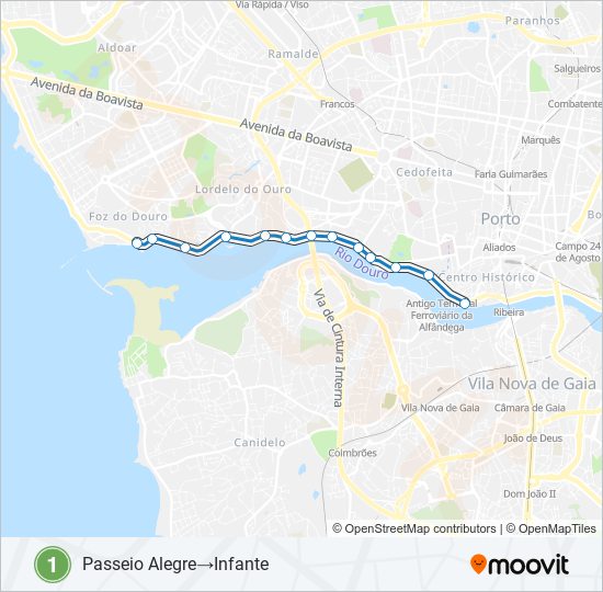 1 light rail Line Map