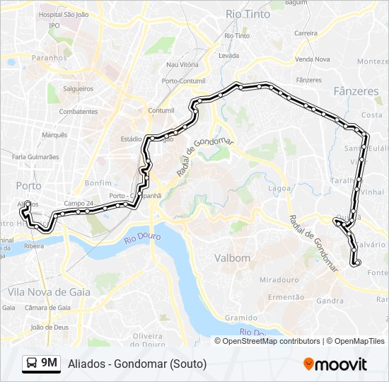 9M bus Line Map