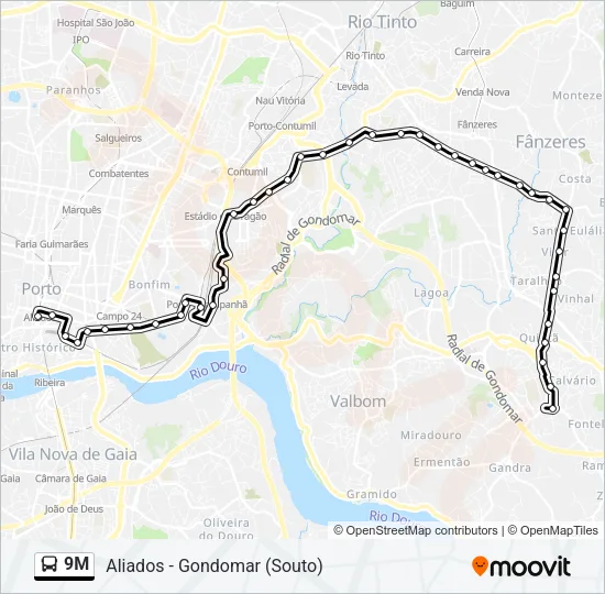 9M Bus Line Map