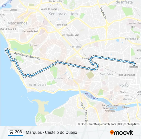 203 Bus Line Map