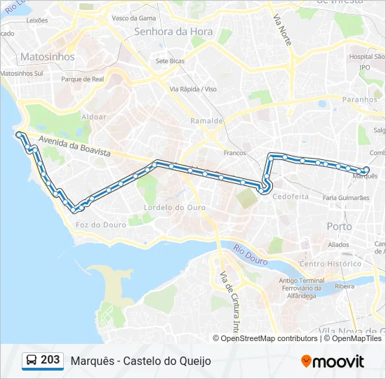 203 Bus Line Map