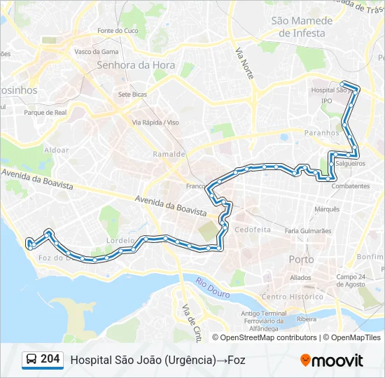 204 Bus Line Map