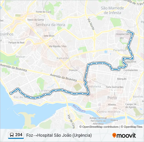 204 Bus Line Map