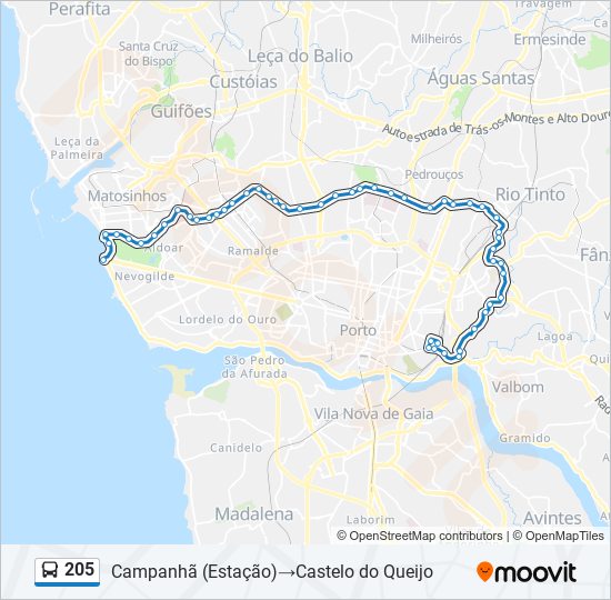 205 bus Line Map
