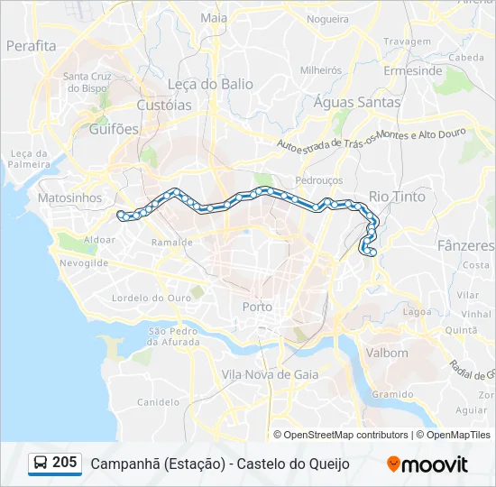 205 Bus Line Map