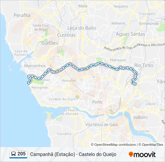 205 Bus Line Map