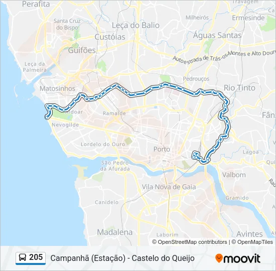 205 Bus Line Map