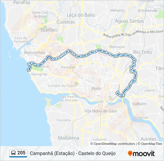 205 Bus Line Map