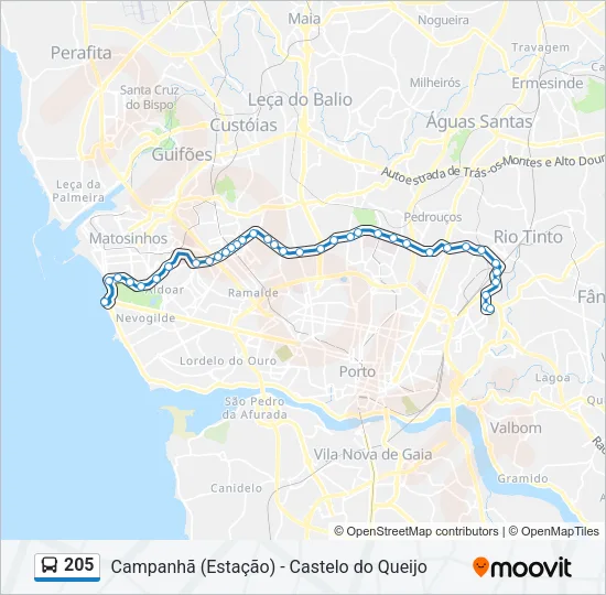 205 Bus Line Map