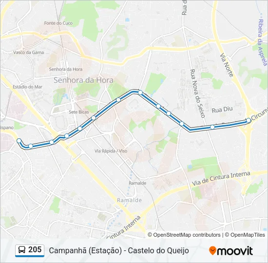 205 Bus Line Map