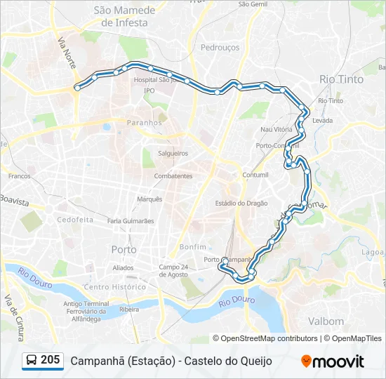 205 Bus Line Map