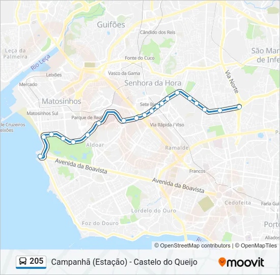 205 Bus Line Map