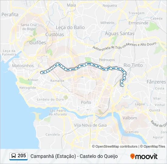 205 Bus Line Map