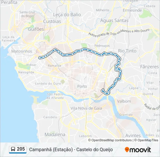 205 Bus Line Map