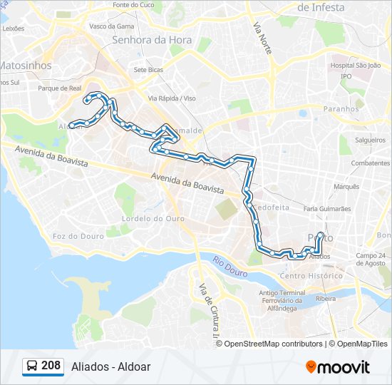 208 bus Line Map