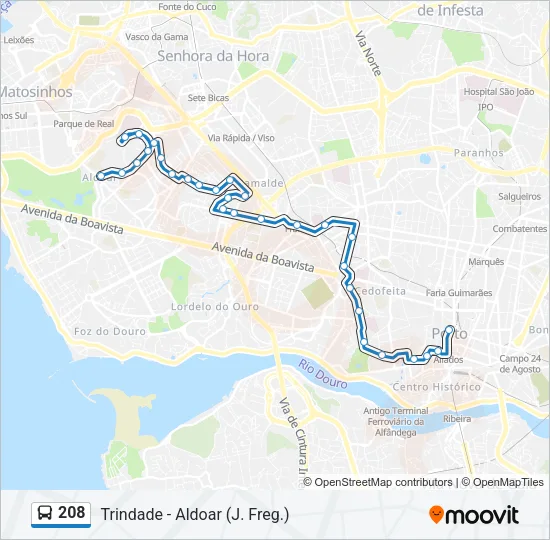 208 Bus Line Map