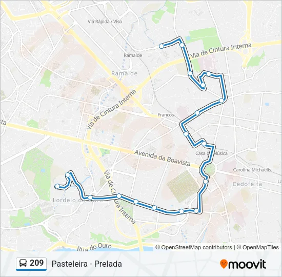 209 Bus Line Map