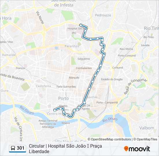 Directions To Route 301 South 301 Route: Schedules, Stops & Maps - Cordoaria‎→Hosp. S. João  (Circunvalação) (Updated)