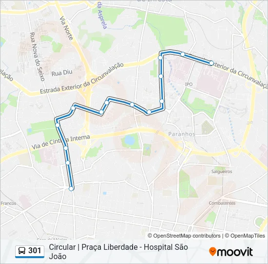 301 Bus Line Map