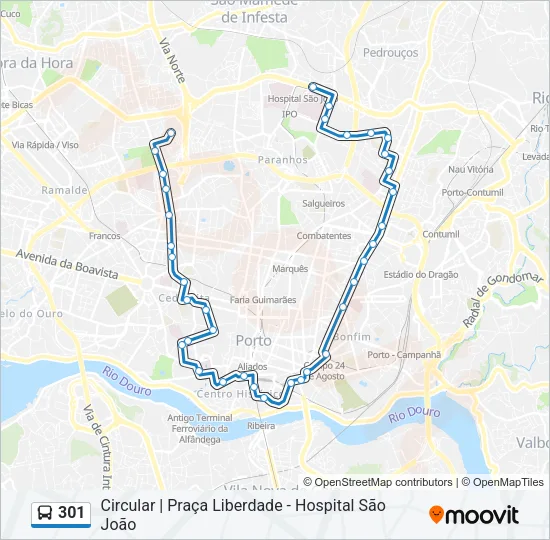 301 Bus Line Map